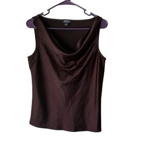 American Living Womens Brown Sleeveless Cowl Neck Blouse Top Dark Red Whimsigoth